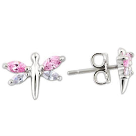 Dragonfly Rhodium 925 Sterling Silver Earrings with AAA CZ