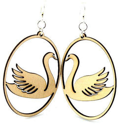 Swan in Oval Earrings # 1060