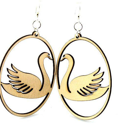 Swan in Oval Earrings # 1060