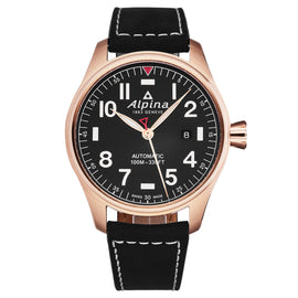 Alpina Men's AL525NN4S4 'Startimer Pilot' Black Dial Black Leather