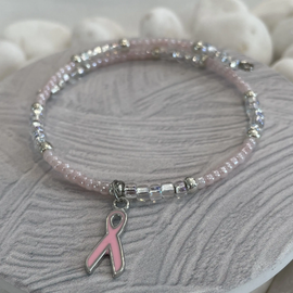 Pale Pink Breast Cancer Awareness Charm Bracelet