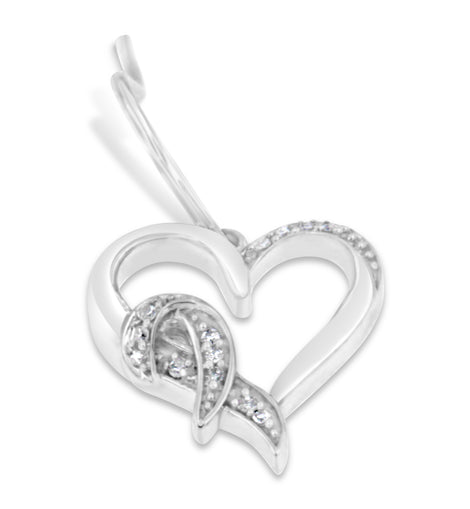 Sterling Silver 1/10ct TDW Round Cut Diamond Heart