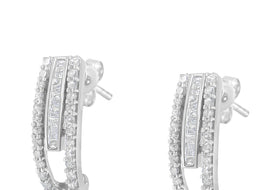 Sterling-Silver 3/4ct TDW Diamond J-Stud Earring