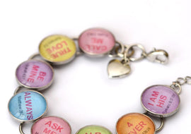 Christian Conversation Hearts Valentine's Scripture Charm Bracelet