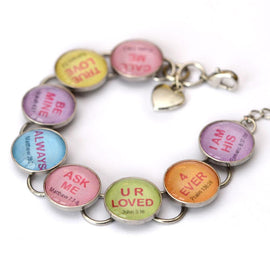 Christian Conversation Hearts Valentine's Scripture Charm Bracelet