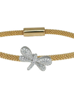 Fronay 122162G Sparkling CZ Dragonfly Pendant Bracelet in Gold Plated