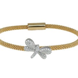 Fronay 122162G Sparkling CZ Dragonfly Pendant Bracelet in Gold Plated