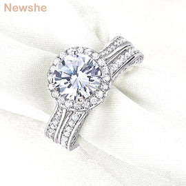 Newshe Halo Wedding Engagement Ring Set For Women Solid 925 Sterling