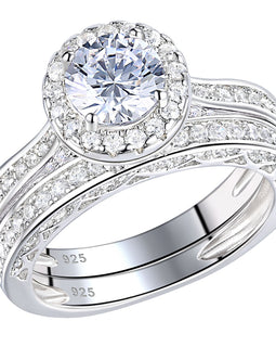 Newshe Halo Wedding Engagement Ring Set For Women Solid 925 Sterling