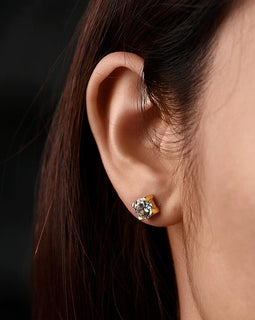 Basket-Set Round CZ Stud Earrings