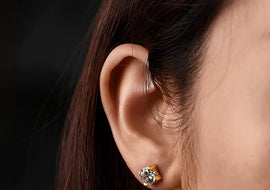 Basket-Set Round CZ Stud Earrings