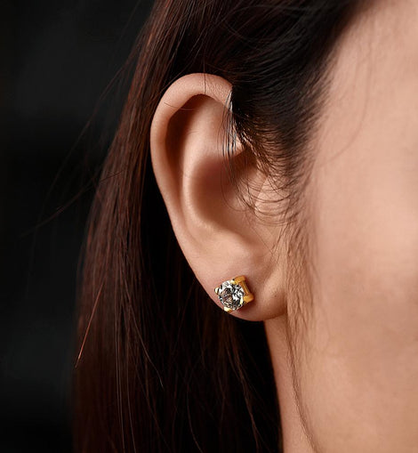 Basket-Set Round CZ Stud Earrings