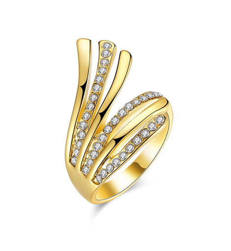 18K Gold Plated Griselda Design Ring made with  Crystals