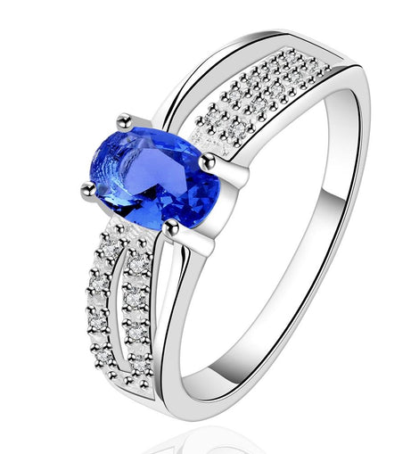 Dark Blue  Elements Princess Cut Pav'e Princess Cut Ring