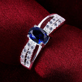 Dark Blue  Elements Princess Cut Pav'e Princess Cut Ring