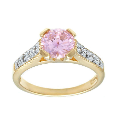 Very Fine Classic Engagement Solitaire Pink Clear Ring