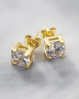 Basket-Set Round CZ Stud Earrings