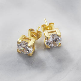 Basket-Set Round CZ Stud Earrings