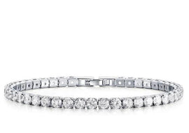 White Gold Cubic Zirconia Single Row Tennis Bracelet for Women