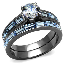 Women's Clear & Light Blue CZ Wedding Rings Set