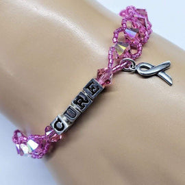 Sparkly  Beaded Word Breast Cancer Bracelet