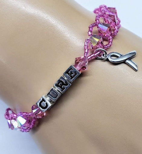 Sparkly  Beaded Word Breast Cancer Bracelet