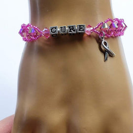 Sparkly  Beaded Word Breast Cancer Bracelet