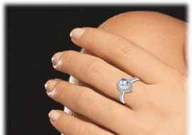 White Gold and Cubic Zirconia Halo Pear Cut Ring for Women