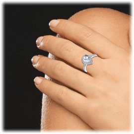 White Gold and Cubic Zirconia Halo Pear Cut Ring for Women