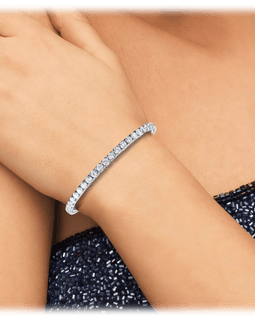 White Gold Cubic Zirconia Single Row Tennis Bracelet for Women