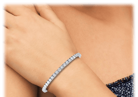 White Gold Cubic Zirconia Single Row Tennis Bracelet for Women