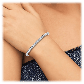 White Gold Cubic Zirconia Single Row Tennis Bracelet for Women